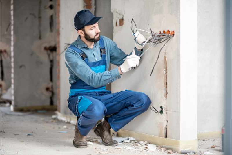 electrician mounting wiring indoor