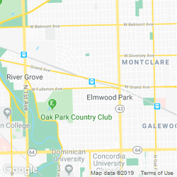 LawnStarter service area around Elmwood Park, IL