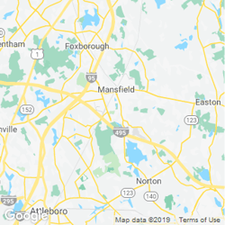 LawnStarter service area around Mansfield MA